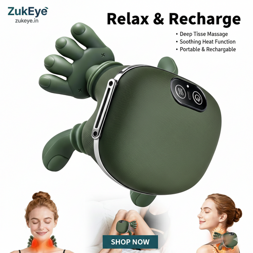 Neck Massager, 2026 New Electric Shiatsu Neck and Back Massager, Deep Tissue with Heating and Traction Function, Rechargeable USB-C, Real Hands Massage for Necks, Back, Shoulder